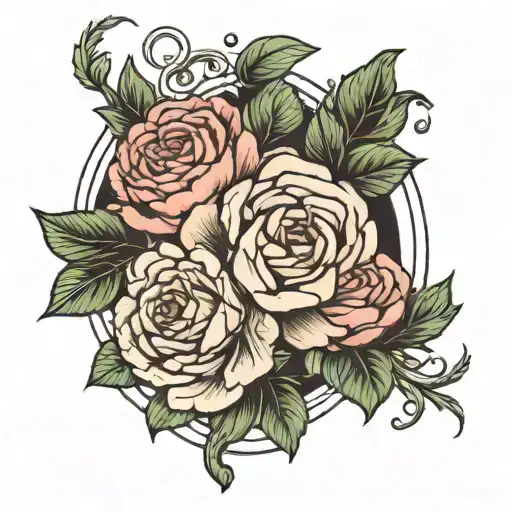 1976 In Roman Numerals Surrounded By A Rose And A Peony In A Cool Style
