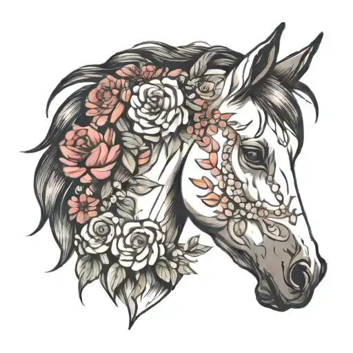 Horse Head With Flowers