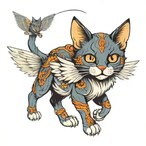 A Cat With Two Heads And Wings