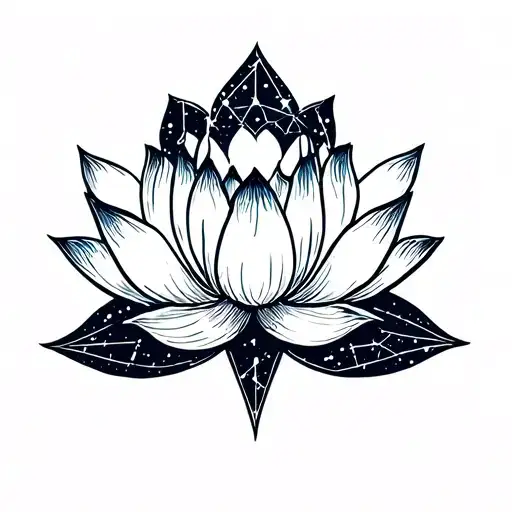 A Lotus Flower Intertwined With A Constellation Pattern Symbolizing Sobriety And Wellness