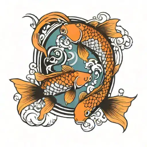 2 Koi Fish Swimming Around Each Other