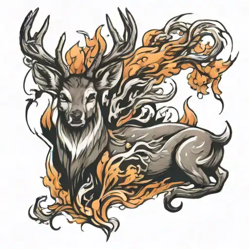 Deer And Fire