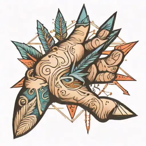 Hand With Arrow Pointed Sideways Above It