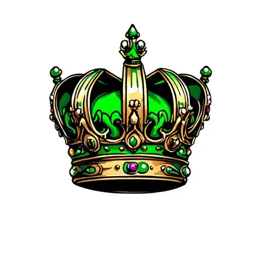 Green Queen Crown Tattoo Design