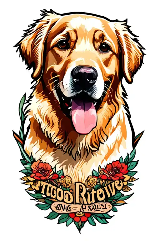 Vintage Golden Retriever Tattoo