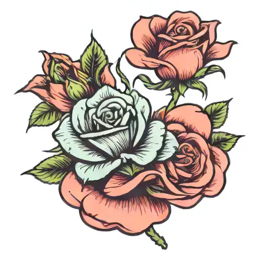 Thin Rose With Stem For Back