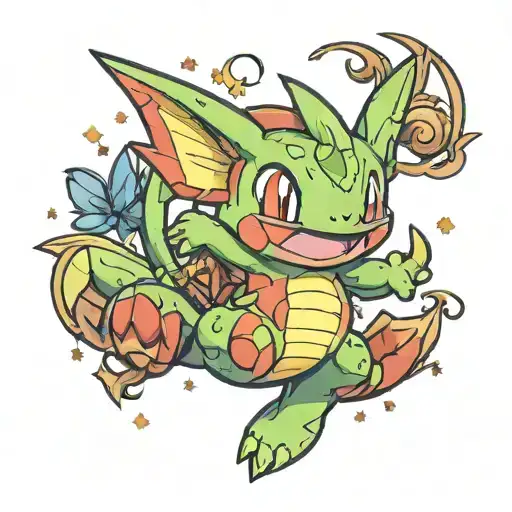 Pokemon Evee Treecko Larvitar Jumping Around