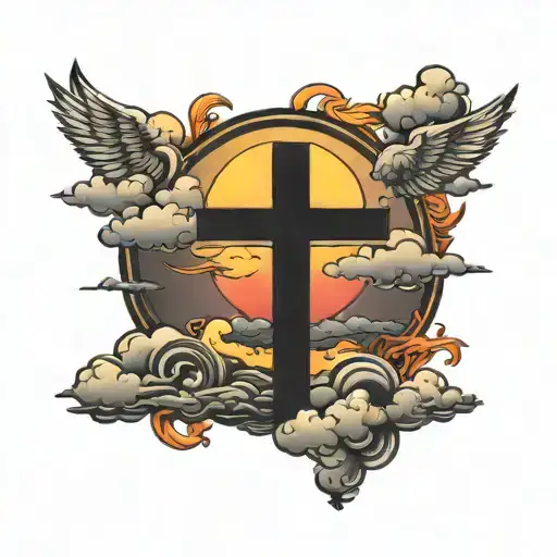 Sun Set With Cross Clouds