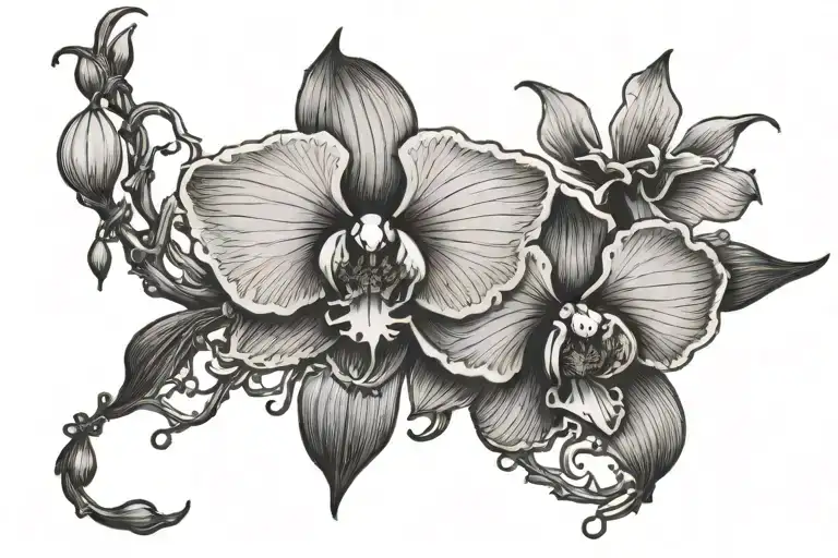 Orchid Wrist Tattoo Or Roots Surround A Crescent Moon With N