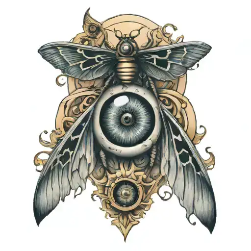 Eye Ball Storm Tattoo And A Death Moth Underneath It