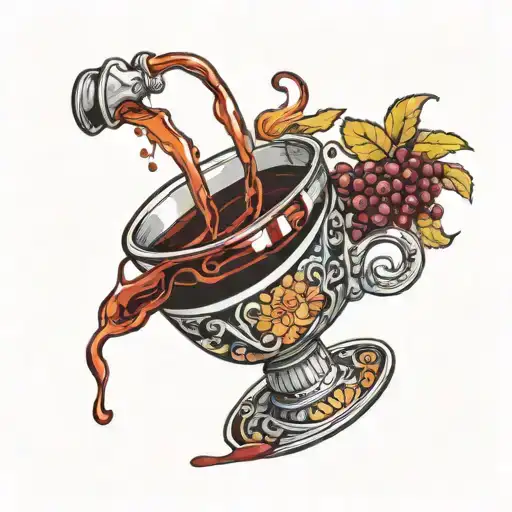 Galass Of Wine Pouring From Glass Into Coffee Cup