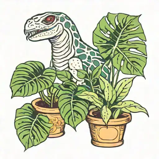 Alien Watering Monstera And Snake Plants