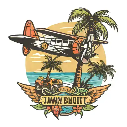 Jimmy Buffett Theme With Palm Tree And A Plane