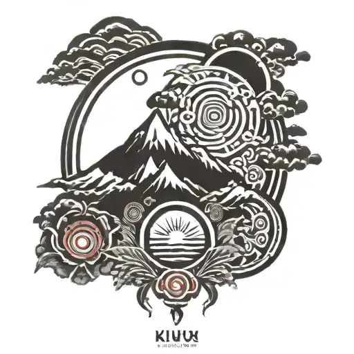 Kukuri And Rising Sun On Nepalese Mountains In A Circle
