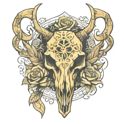 Gothic Golden Deer Skull