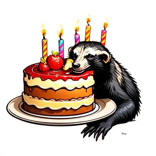 Honey Badger Eating Birthday Cake