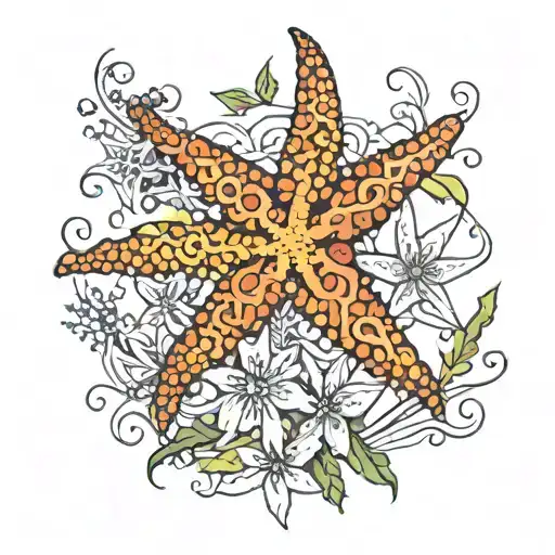 Starfish In Plant Life Intertwined