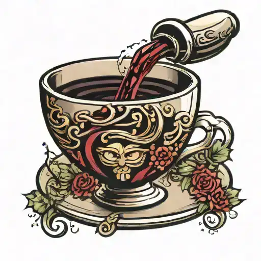 Wine Pouring From Glass Into Coffee Cup