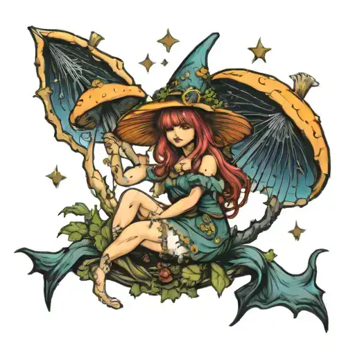 Mushroom Fairy Witch Zodiac Hippie Tarot Unique