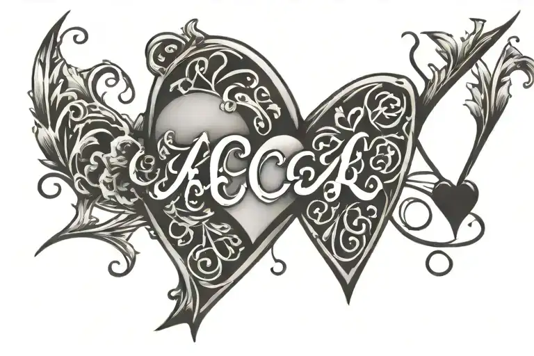 Heartbeat Line With A Heart Surrounding It With The Initials Tg Ck Jg And Ss Inside