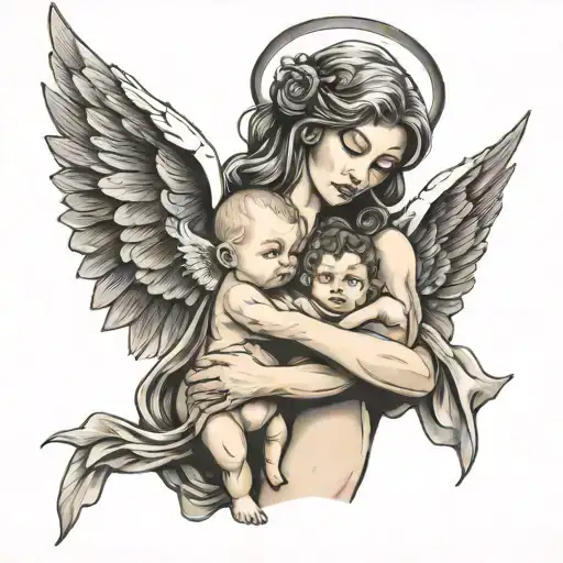 Warrior Angel Holding Baby