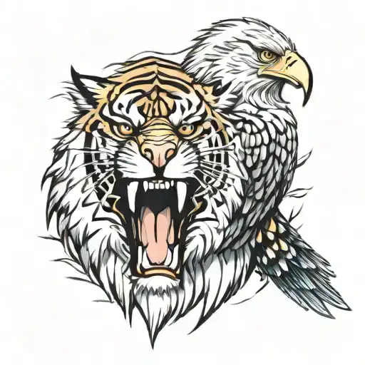 Eagle And Tiger Tattoo Design