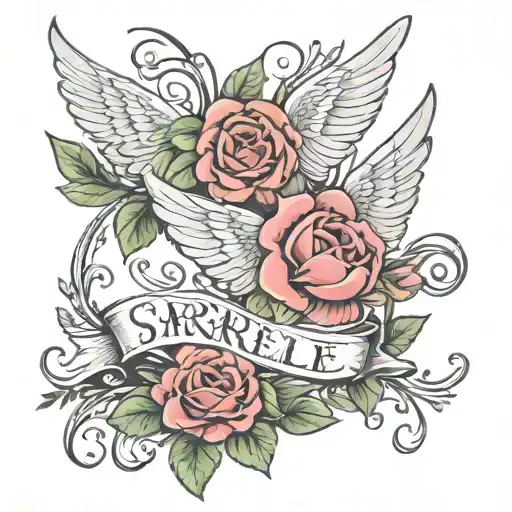 3 Flowers With The Names Skarlett Isabelle And Mommy Wrapped With Angel Wings