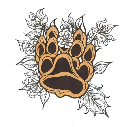 Bear Paw With Floral Details Inside