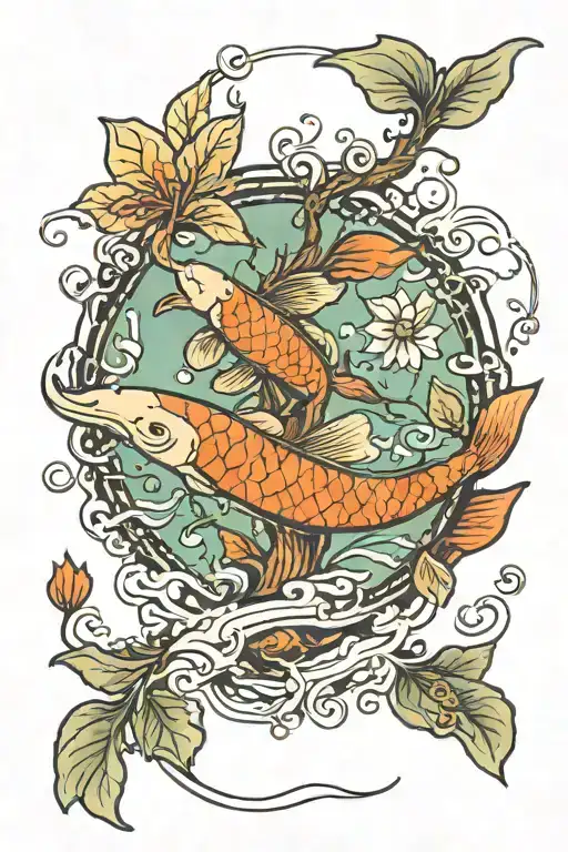 Tree Of Life With Koi Swimming Underwater