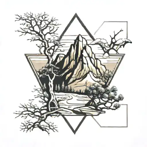 Tree And Mountain Scene