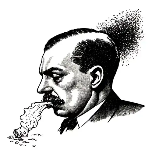 1920'S Era Man Head Snorting A Line Of Cocaine
