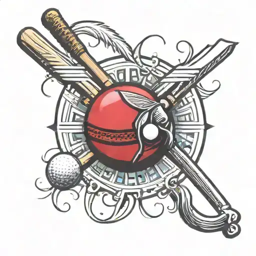 Cricket Ball With A Hockey Stick And A Golf Club With The Date 10-12-2023
