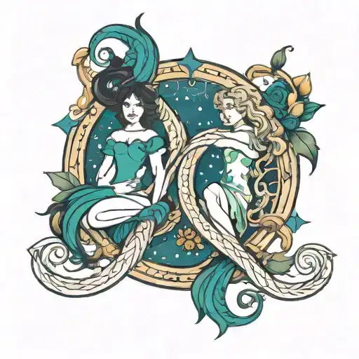 Zodiac Signs Libra And Gemini Intertwined