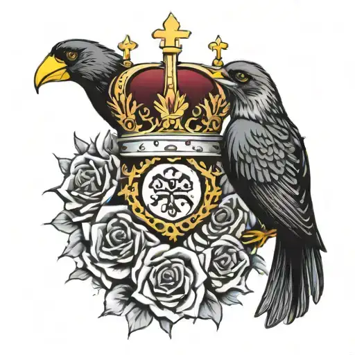 Crown With Family Member Death Date And Bird Inside Of Crown