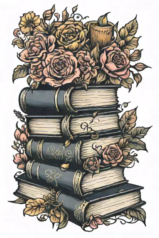 Spooky Books Surrounded By Florals