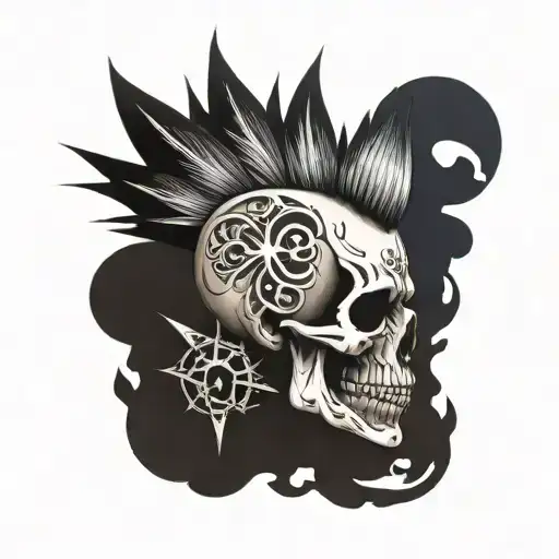 Skull With Mohawk And Punk
