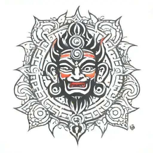 Kal Bhairab With Chakra Symbols