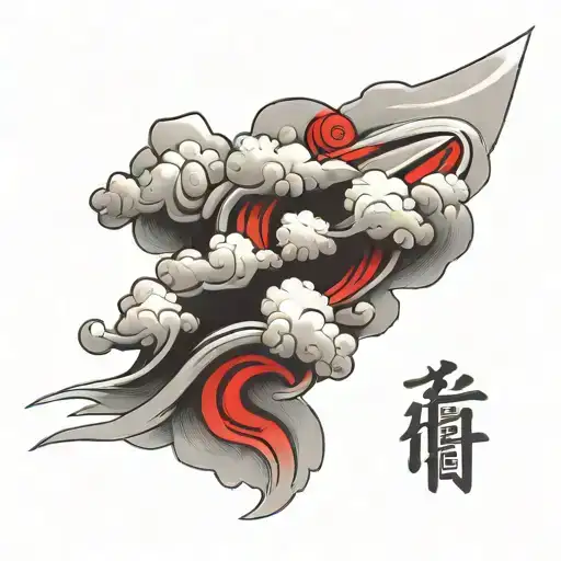 Japanese Cloud Sleeve With Akatsuki Cloud Shaped Like
