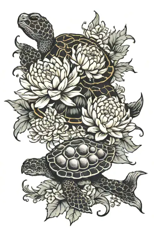 Chrysanthemum And Turtle