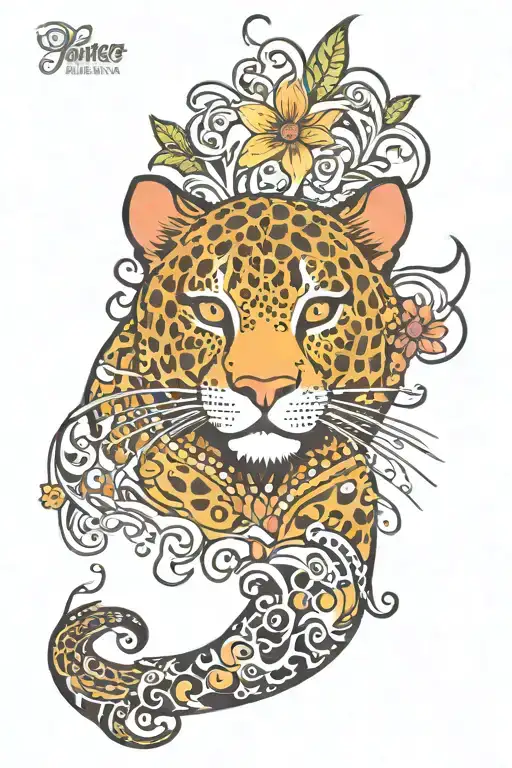 Panter Glitter Sparkle Girly Tattoo For Belly