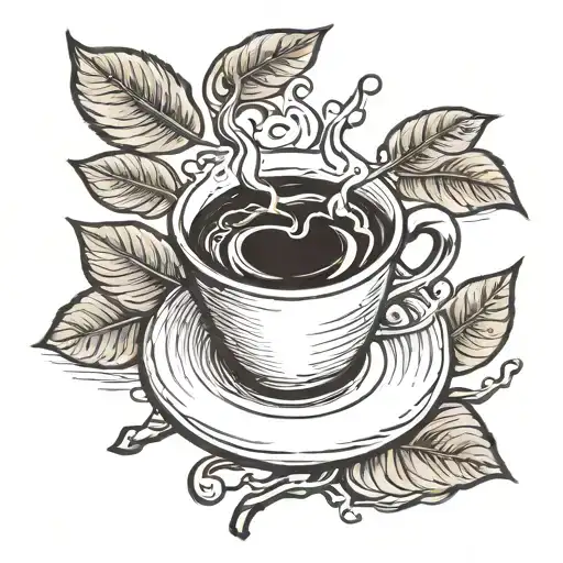 Coffee Branch Coming Out Of Coffee Cup