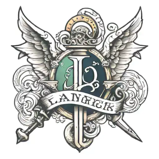 Marine Anchor With Angel And L Letter