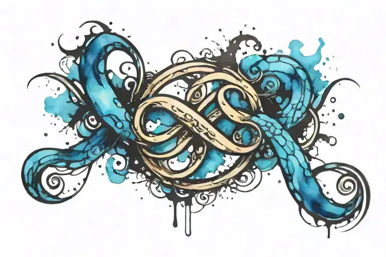 Infinity Sign Blue Color Watercolor Stains