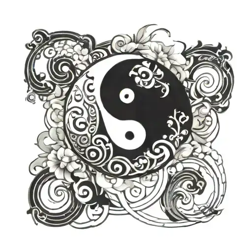 Yin And Yang Symbol With Black And White Termes Within It Whitout Anything Outsice Of Its Circle