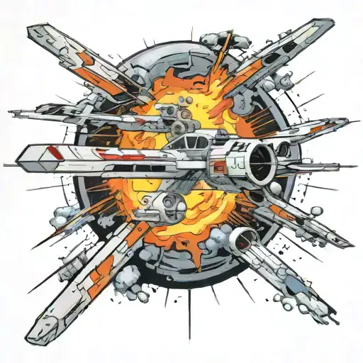 X-wing In Front Of Exploding Death Star