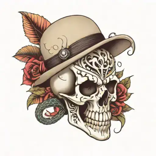 Skull With Boa Constricor For Chest