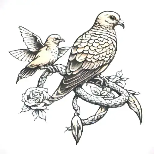 Snake And Mourning Dove