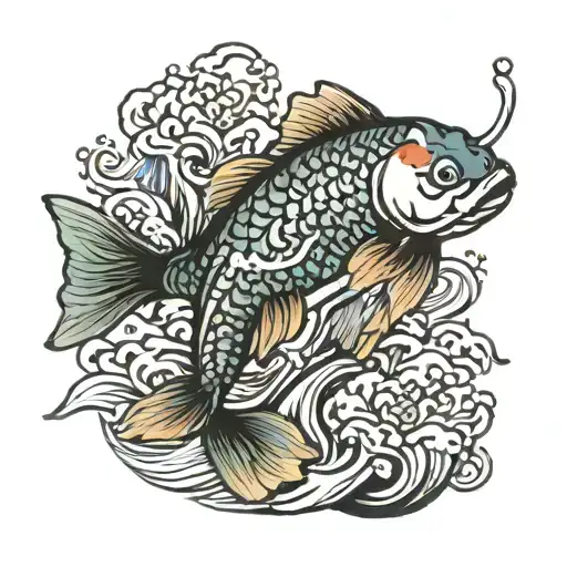 Koi Fish Swimming Upstream Symbolizing Perseverance