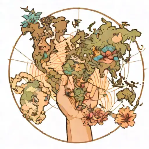 World Map Symbolizing With My Daughter Holding Hand