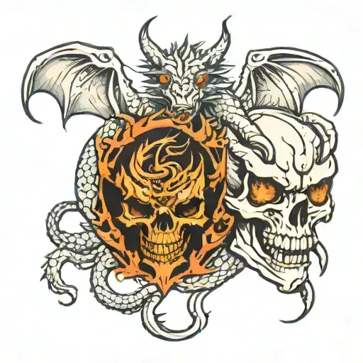 Dragon Around Skulls